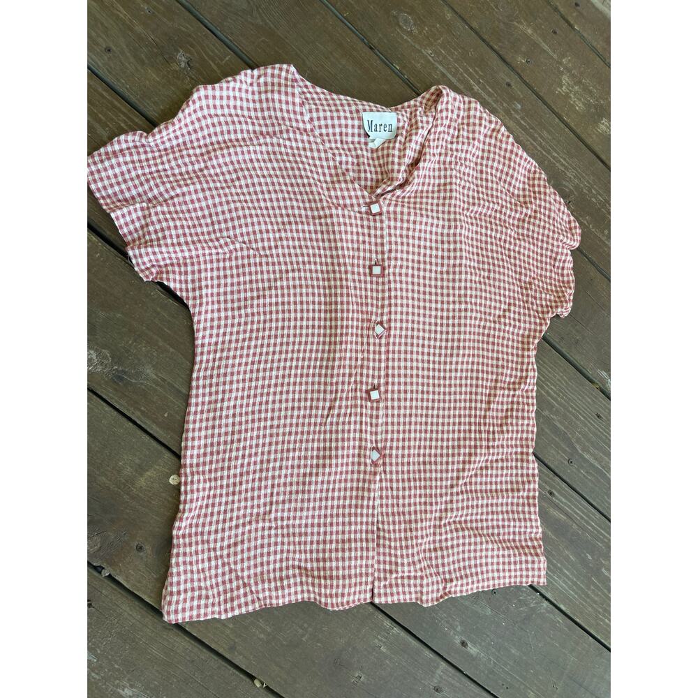 Vintage Maren womens large button front plaid shirt